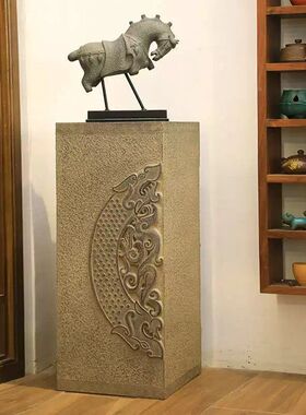 新中式室内展示柱摆件客厅玄关招财流水底座花园庭院柱子落地装饰