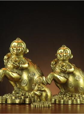 艺铜猴摆件铜猴PZE十二肖猴钱袋猴子家居店铺铜生工品厂家