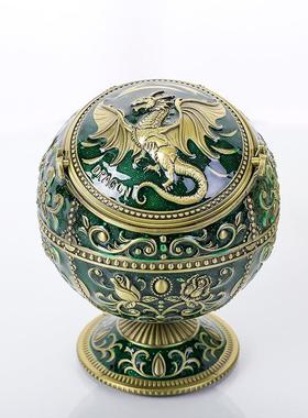 金属复古龙创意飞龙烟灰缸带盖防风个性潮流家饰工艺品摆件