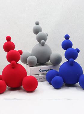 奥洛夫欧现代简圆球绒堆积约抽象植雪雪球人摆件样板房售楼北处创