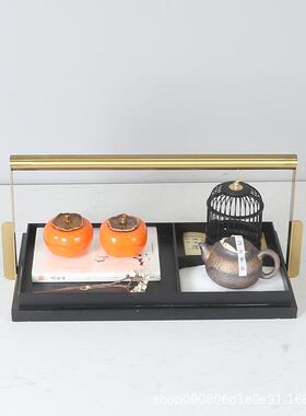 中式家居禅意茶具托盘茶室茶具摆设售楼部酒店别墅样板间飘窗摆件