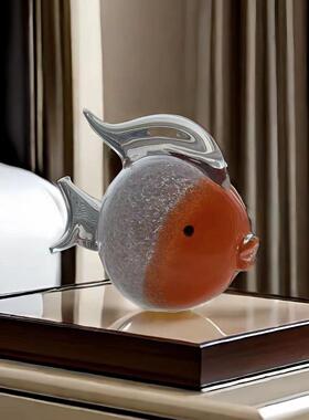 现代琉璃鱼摆件高档家居装饰工艺品轻奢高级酒柜艺术客厅饰品高端