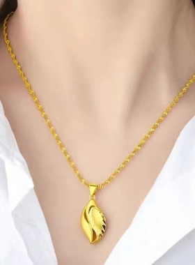 金叶子网红项链女轻奢时尚气质锁骨链久不掉色简约中国风送妈妈礼