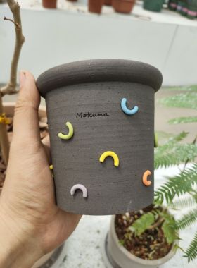 摩卡森林甜甜圈限定10+陶土透气盆网红潮块根绿植花盆多肉种植盆