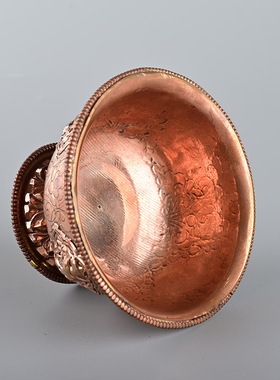 红铜供水杯供佛杯尼泊尔手工纯铜佛前供水碗密宗七供高脚圣水杯