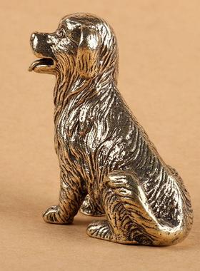 创意复古装饰品黄铜纯铜手工办公桌面家居小摆件生肖狗茶宠手把件