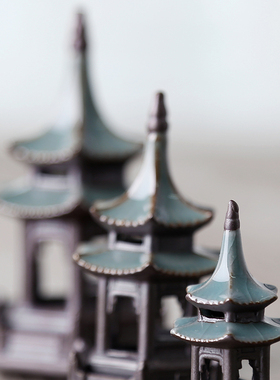 六角亭凉亭微景观小宝塔摆件造景园艺花盆水族箱鱼缸茶宠假山配件