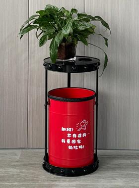 创意家居室内户外通用垃圾桶实用自带可拆卸烟灰缸垃圾桶铁皮烤漆