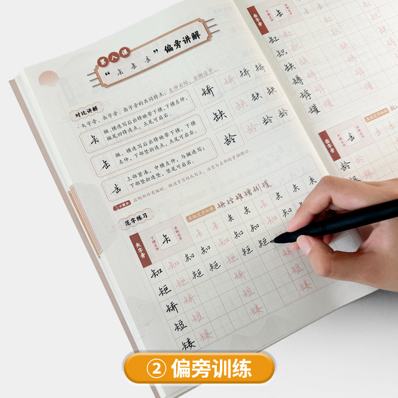 硬笔规范行书教程全套3本 基础偏旁字根训练 易学堂初学者入门硬笔书法培训班练字帖练习本钢笔 张华庆 中国硬笔书法协会指定教材