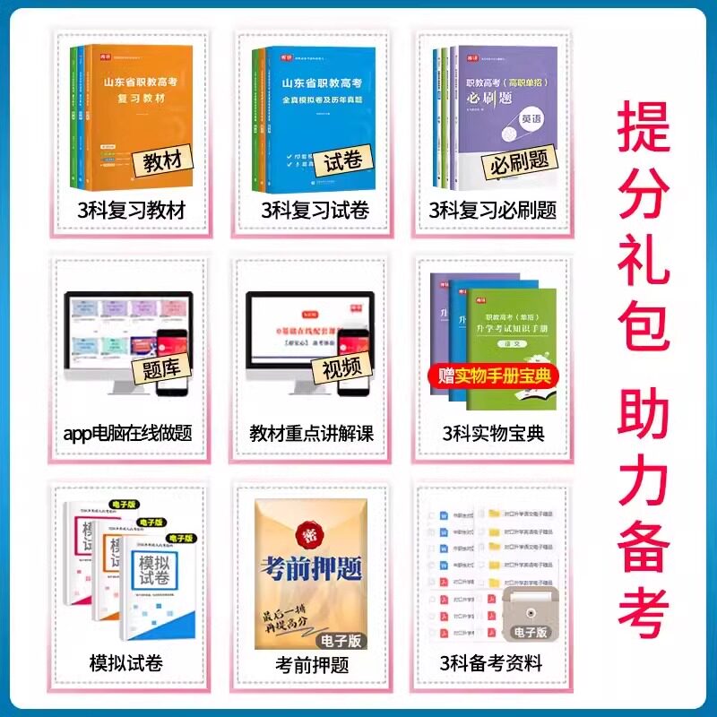 2025山东职教高考全真模拟试卷及历年真题 单招通语文英语文数学山东省高职单招考试复习资料用书模拟真题试卷