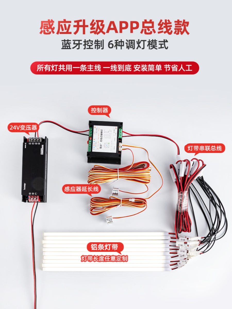 总线款网红楼梯踏步灯智能感应台阶灯带led追光跑马流水梯步灯-图0