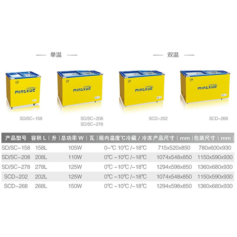 铭门雪YND卧式玻璃移海鲜冰柜商用冰市箱雪冰淇淋冷饮糕柜超冷冻 - 图1