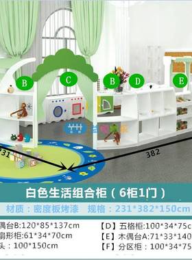幼儿园实木区角组合柜儿童玩具收纳阅读书柜美术卡通角色扮演储物