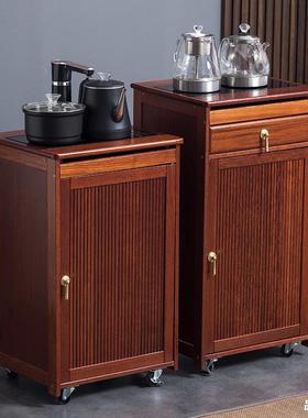 移动小茶台茶桌边柜茶车实木家用泡茶吧几烧水壶一体水桶架茶水柜