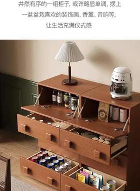 北欧法式实木复古电视柜小户型客厅靠墙收纳柜卧室中古卡门柜组合