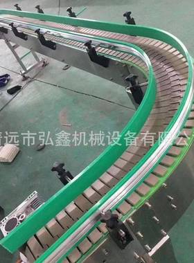 不锈钢平顶链板转弯输送机塑胶网带90度180度柔性链板环形传送带