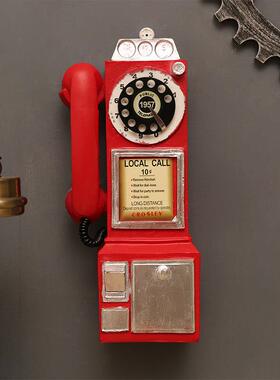 欧式复古电话机摆件怀旧仿真模型公用座机老式创意咖啡厅客厅装饰