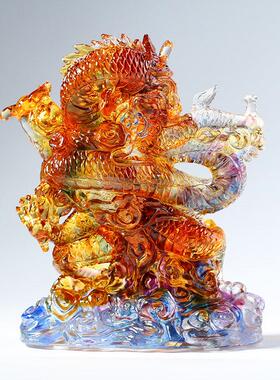 琉璃龙中国风招财客厅装饰工艺礼品摆饰开 业礼品生意兴隆创意摆