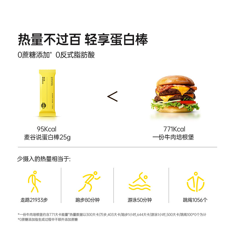 麦谷说蛋白棒代餐饱腹食品无0蔗糖添加脂抗饿零食饼干健身能量棒