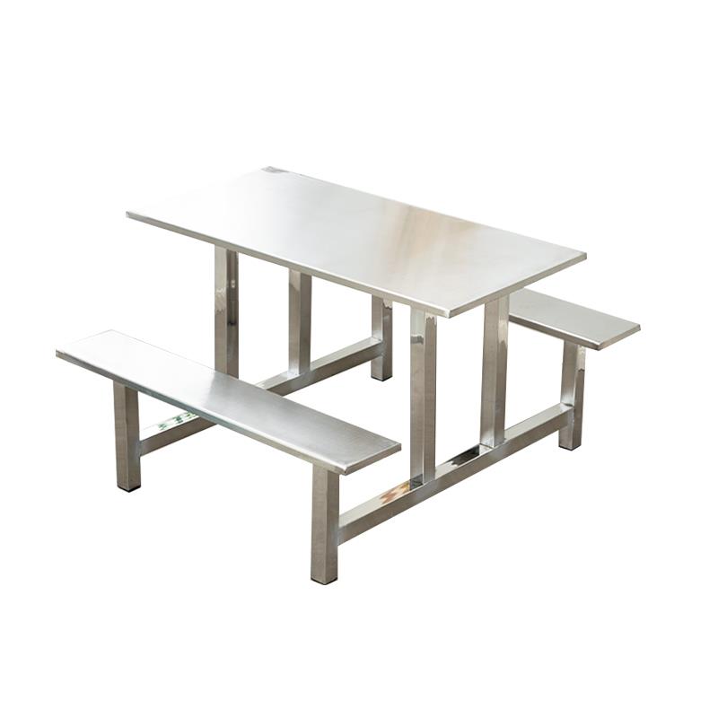 Canteen dining table Student staff canteen factory dining table combination 4 people 6 people 8 people stainless steel one-piece dining table chair