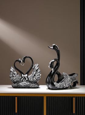 创意轻奢高档红酒架黑天鹅摆件高端餐桌边酒柜摆红酒瓶架子装饰品