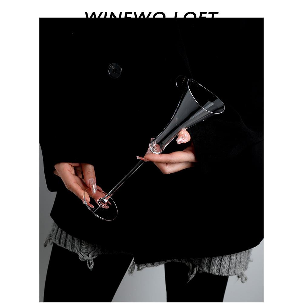 {湿云不渡西桥冷 细花知}中古vintage酒杯高脚杯子香槟杯鸡尾酒杯 - 图1