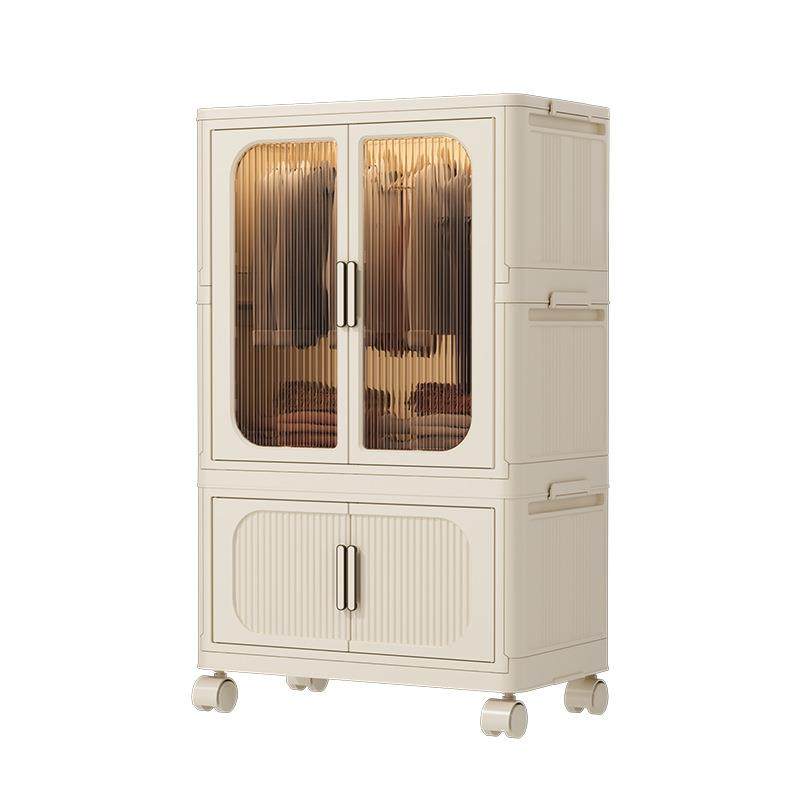 24年新款收纳柜PP奶油风双开门万向轮可移动磁吸式免安装折叠衣柜,淘宝优惠券,粉丝福利购,淘宝优惠卷