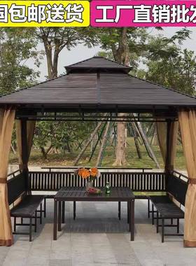 户外凉亭镀锌顶棚亭子四柱亭别墅庭院花园天台休闲遮阳棚大雨棚