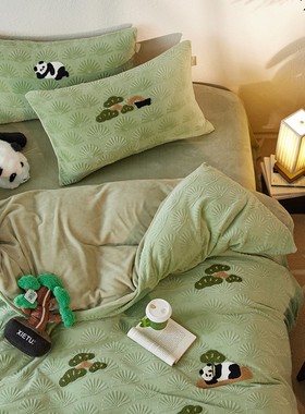 卡通可爱牛奶绒四件套加厚保暖法兰绒床单珊瑚绒被套秋冬床上用品