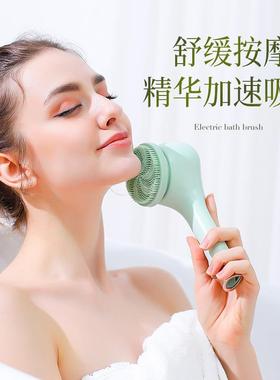 多功能沐浴刷手柄可拆卸六合一沐浴刷三档模式电动长柄软毛沐浴刷