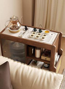 现代简约实木茶水柜小户型家用客厅沙发边几带烧水手推车移动茶台