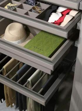 衣柜拉篮抽屉式衣帽间衣橱内伸缩裤架家用衣橱柜子推拉收纳储