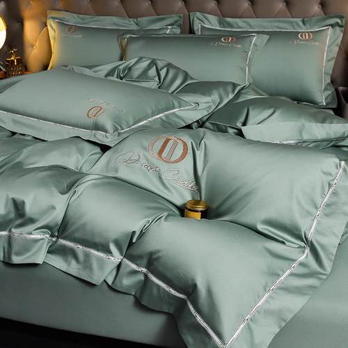 A高级感双股母婴级长绒棉床上四件套全棉100纯棉被套床单款高档品 - 图0