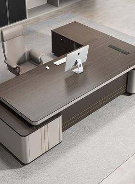 高端总裁桌老板办公室大班台办公桌简约大气双柜单人办公桌椅组合