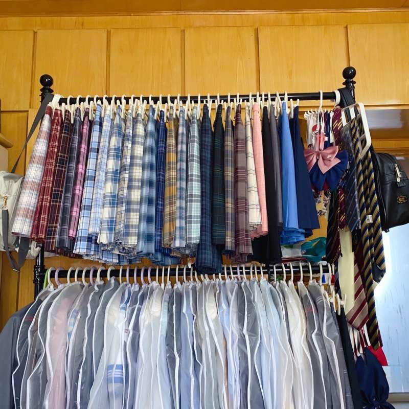 女装服装店展示架落地童装店货架铁艺陈列架jk制服格裙双层挂衣架 - 图3