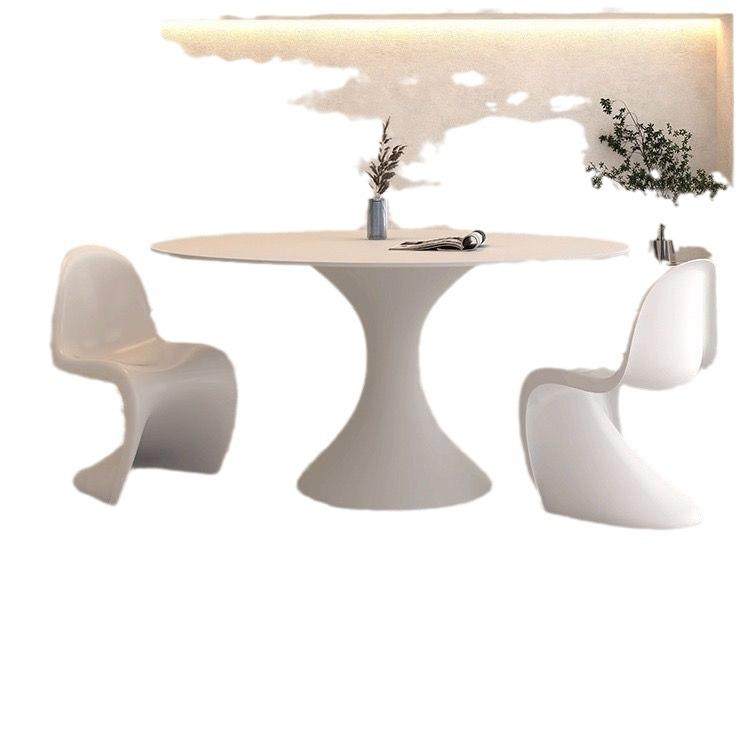 岩板餐桌家用小户型餐厅饭桌椅简约现代网红奶油风圆形白色带转盘,淘宝优惠券,粉丝福利购,淘宝优惠卷