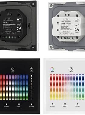 带亮度触摸条黑白可选带指示灯钢化玻璃触摸⾯板DMX512主控T11-S