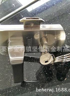 玻璃门执手锁449A方形单开门打孔玻璃转舌锁锌合金玻璃门锁