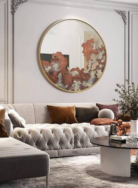 简约现代圆形立体餐厅装饰画手绘油画玻璃砂岩雕刻创意艺术壁挂画