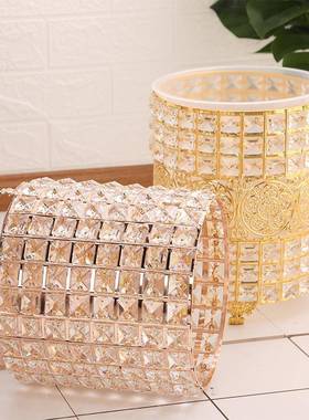 创意家用水晶垃圾桶客厅卧室装饰摆件收纳桶卫生间无盖垃圾篓