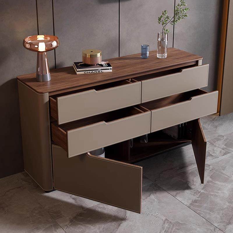 家用卧室床尾收纳柜中古风马鞍皮客厅餐边柜隔断柜门口靠墙储物柜,淘宝优惠券,粉丝福利购,淘宝优惠卷