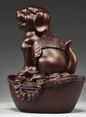 黑檀木质雕刻狗摆件木制十二生肖木头狗吉祥物摆设家居装饰工艺品