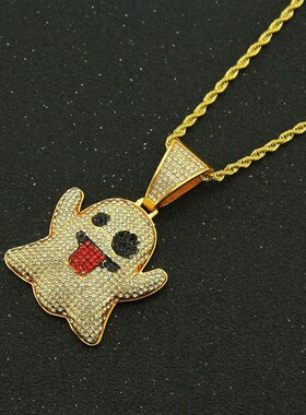 项链吊坠嘻哈欧美街头满幽灵表情饰品耿鬼搞怪潮人锆石钻镶钻卡通