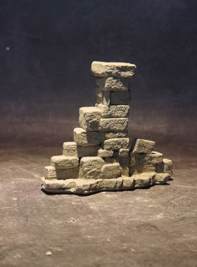 冬官手作 水泥鱼缸造景摆件墙壁砖墙残墙废墟混凝土布景装饰品