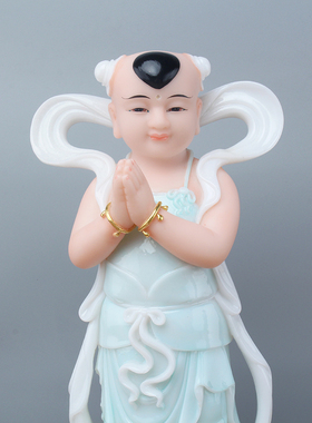 速发金童玉汉白玉佛像善财童子童男童观音菩萨对童家居供奉摆件