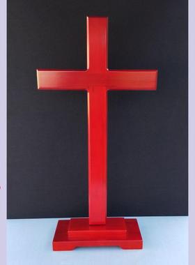 实木大十字架 超大摆件可壁挂带底座可落地摆放多色装饰