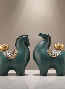 马上有钱摆件招财办公室装饰品高档新中式客厅博古架乔迁开业礼品