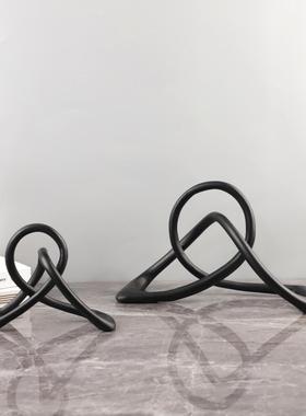 欧式极简几何个性树脂扭转绳结艺术摆件客厅玄关书房酒店家居饰品