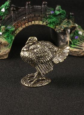 欧美创意大火鸡仿古玩做旧黄铜摆件装饰桌宠车宠铜工艺品