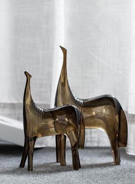 现北欧对马摆件意式45254241极代简软装样间物售楼部书房板抽象动